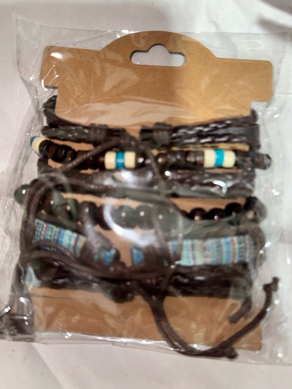 Boho Multi-Strand (6) Turquoise Beaded Bracelet Leather Set - Picture 2 of 6